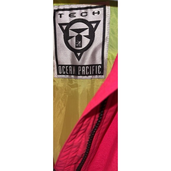 VTG 80’s Neon Ocean Pacific OP Pull Over Jacket Performance Board Wear Size M - Picture 5 of 14